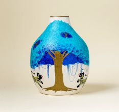 Handcrafted Ceramic Phad Blue Tree Tiger Decorative Vase